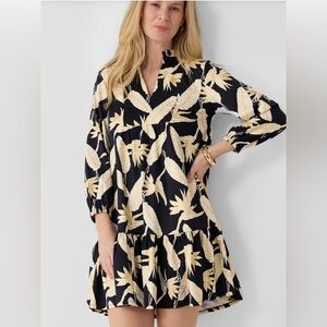 Cabana Life Paradise Black Metallic Relaxed Tiered Dress Size Medium NWT